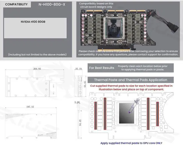 Alt view image 6 of 7 - Bykski Metal/POM GPU Water Block and Backplate For NVIDIA H100 80GB (N-H100-80G-X)