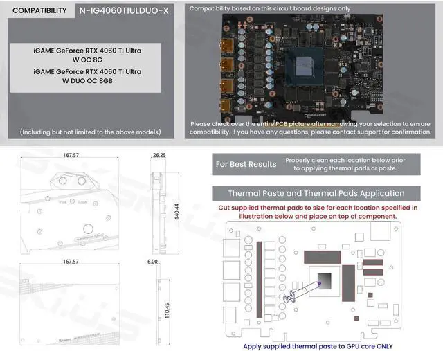 Alt view image 7 of 7 - Bykski Full Coverage GPU Water Block and Backplate For Colorful iGAME GeForce RTX 4060 Ti Ultra W OC 8G (N-IG4060TIULDUO-X)