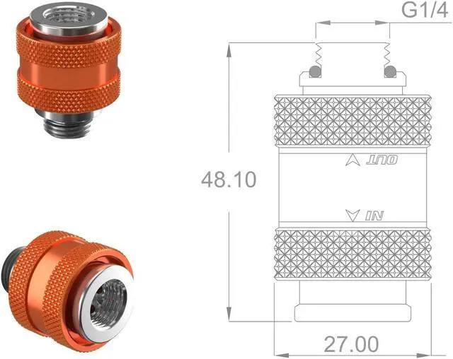 Alt view image 3 of 7 - PrimoChill Male to Female G 1/4 SX Mini Pull Drain Valve