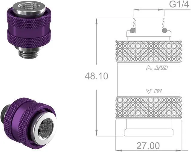 Alt view image 7 of 7 - PrimoChill Male to Female G 1/4 SX Mini Pull Drain Valve
