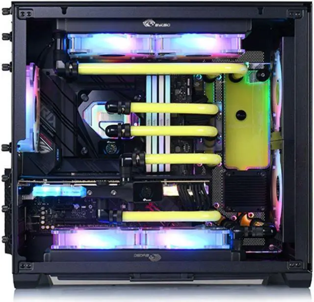 Alt view image 3 of 7 - Bykski Distro Plate For Lian Li O11 Air Mini - PMMA w/ 5v Addressable RGB(RBW) (RGV-LAN-O11AIR-MINI-P-KG)