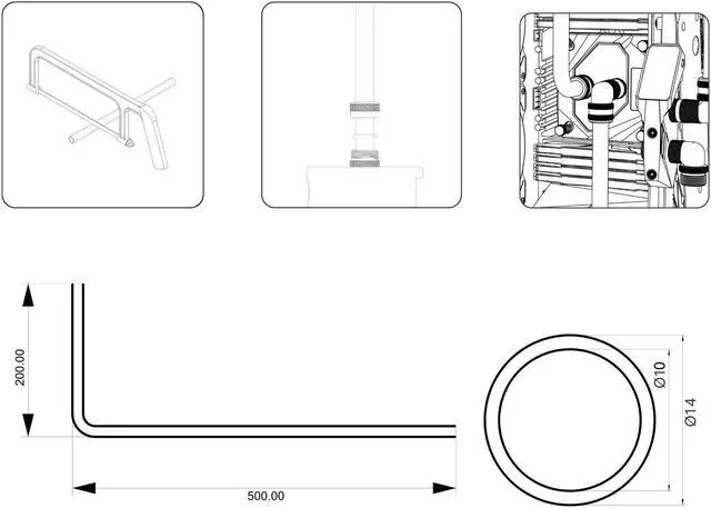 Alt view image 5 of 5 - PrimoChill Frosted 90 Degree Pre-Bent 10mm ID x 14mm OD Rigid PMMA/Acrylic Tube - 200mm x 500mm - 4 Pack