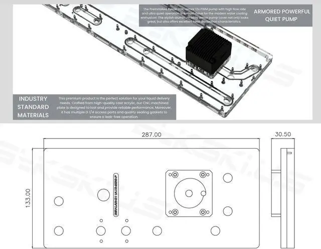 Alt view image 3 of 7 - Bykski Distro Plate For Lian Li O11 Air Mini - PMMA w/ 5v Addressable RGB (RBW) (RGV-LAN-O11AIR-MINI-P-K)