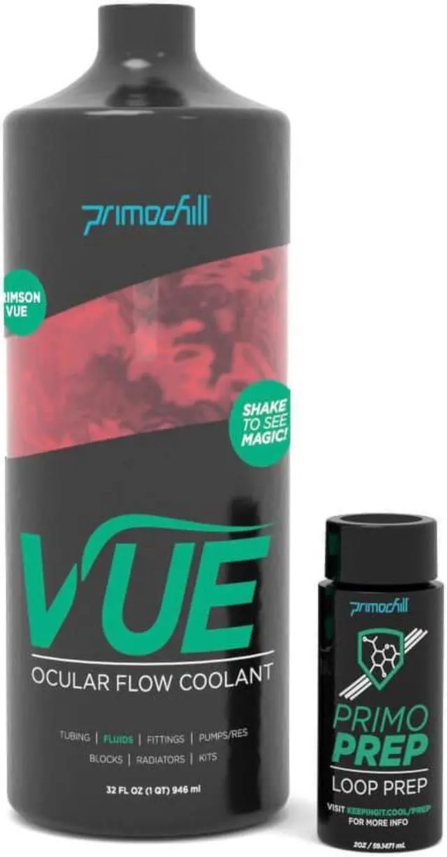 Alt view image 2 of 3 - PrimoChill Vue - Computer WaterCooling Coolant, Visual Flow, Solid/Non-Transparent, Full Protection, PrimoPrep Included, Proudly Made in the USA (32oz/.9L) - Crimson