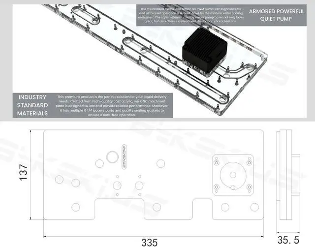 Alt view image 4 of 7 - Bykski Distro Plate For COUGAR DUOFACE PRO - PMMA w/ 5v Addressable RGB(RBW) (RGV-CG-DP-P)