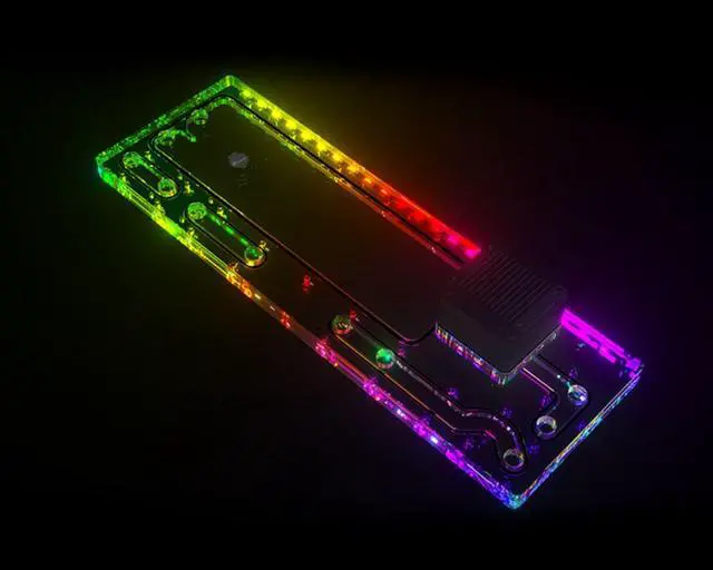 Alt view image 2 of 7 - Bykski Distro Plate For TT Core P6 TG - PMMA w/ 5v Addressable RGB (RBW) (RGV-TT-P6-P-KG)