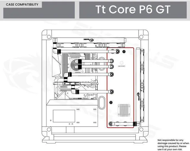 Alt view image 4 of 7 - Bykski Distro Plate For TT Core P6 TG - PMMA w/ 5v Addressable RGB (RBW) (RGV-TT-P6-P-KG)
