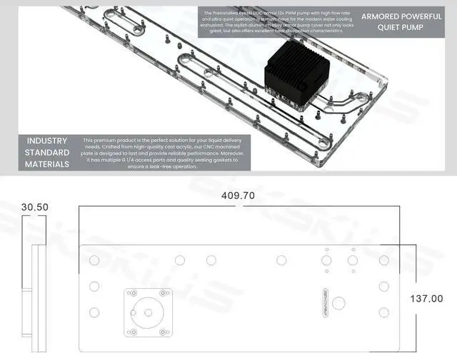 Alt view image 5 of 7 - Bykski Distro Plate For TT Core P6 TG - PMMA w/ 5v Addressable RGB (RBW) (RGV-TT-P6-P-KG)