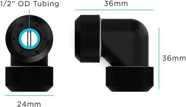 Alt view image 2 of 3 - PrimoChill 1/2in. Rigid RevolverSX 90 Degree Fitting Set