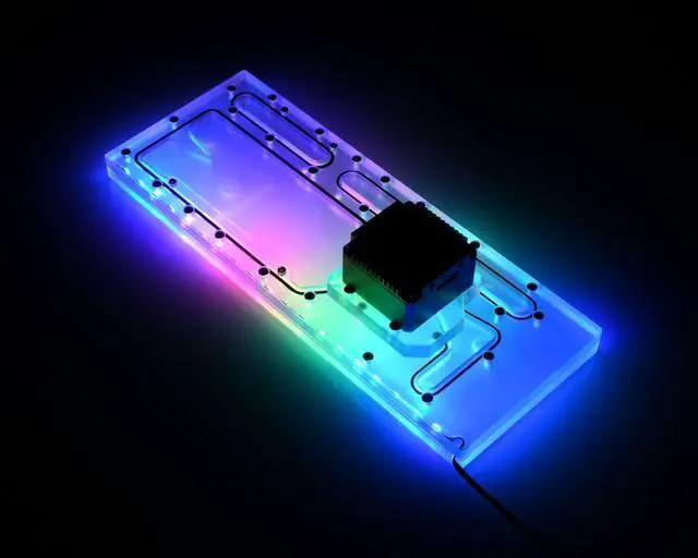 Alt view image 3 of 7 - Bykski Distro Plate For Lian Li O11, Compatible with Double 360 Radiators - PMMA w/ 5v Addressable RGB (RBW) (RGV-LAN-O11-D360-K)