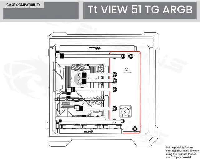 Alt view image 7 of 7 - Bykski Distro Plate For TT VIEW 51 TG ARGB - PMMA w/ 5v Addressable RGB (RBW) (RGV-TT-V51-P-KG)