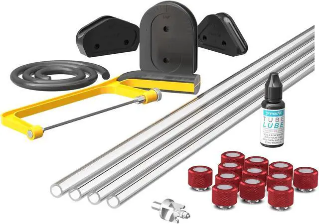 Main image of PrimoChill (Complete Kit) 4x 14mm Acrylic/PMMA Tubes, 12x Metrix SX Fitting, Bending Jig/Kit, Cutter and Finishing Bit