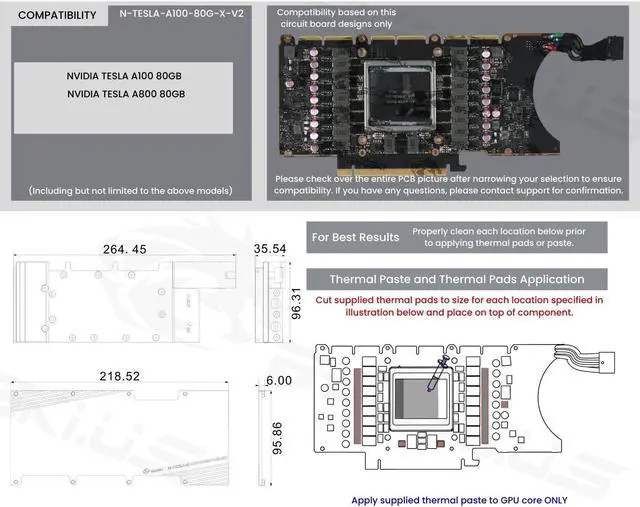 Alt view image 6 of 7 - Bykski Metal/POM GPU Water Block and Backplate For nVidia Tesla A100 80GB (N-TESLA-A100-80G-X-V2)