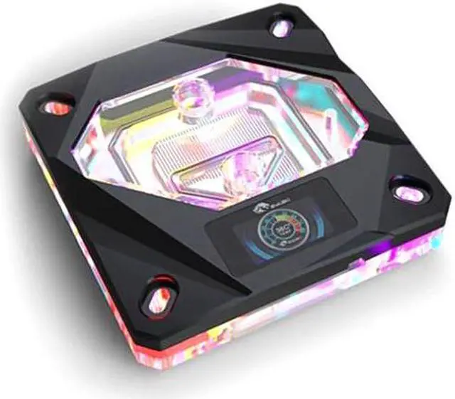 Alt view image 3 of 6 - Bykski CPU-FIRE-ON-I CPU Water Cooling Block w/ Temp Digital Display - Black w/ 5v Addressable RGB (RBW) (LGA 115x / 20xx)