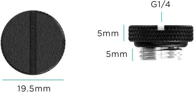 Alt view image 3 of 3 - PrimoChill G 1/4in. SX Knurled Nickel Slotted Stop Fitting