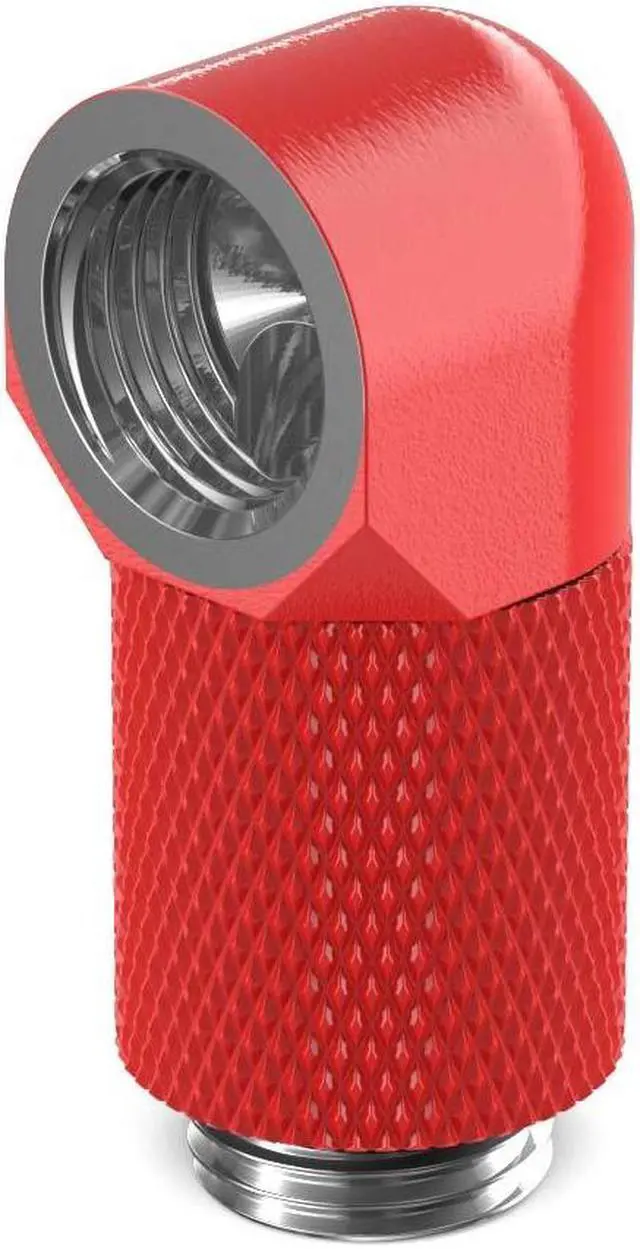Main image of PrimoChill Male to Female G1/4 90 Degree Rotary 20mm Extension Elbow Fitting - Razor Red
