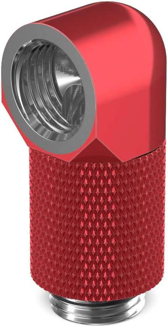 Main image of PrimoChill Male to Female G1/4 90 Degree Rotary 20mm Extension Elbow Fitting - Candy Red
