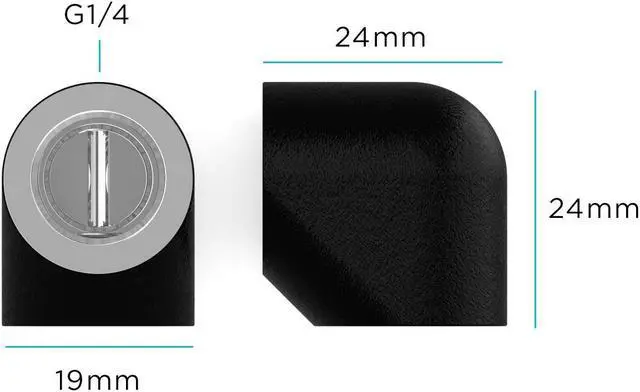 Alt view image 2 of 2 - PrimoChill Female to Female G 1/4in. 90 Degree SX Extended Elbow Fitting