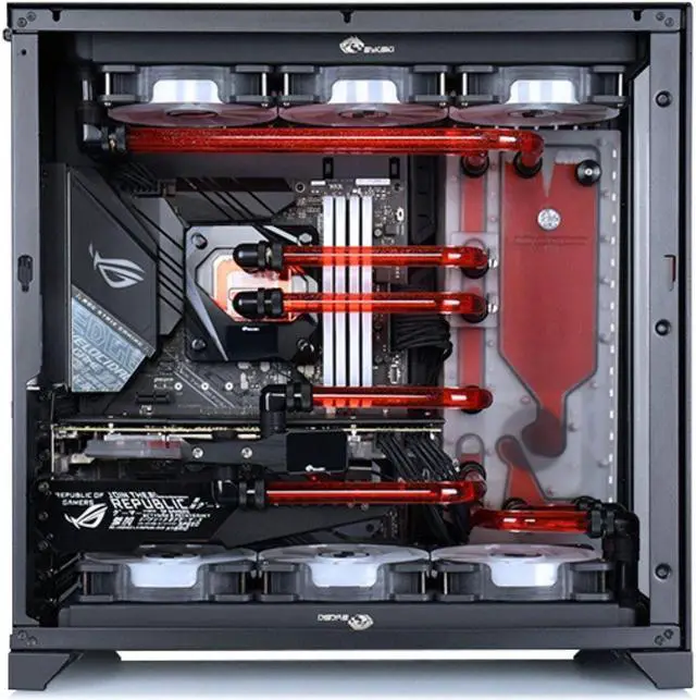 Alt view image 4 of 7 - Bykski Distro Plate For Lian Li O11, Compatible with Double 360 Radiators - PMMA w/ 5v Addressable RGB (RBW) (RGV-LAN-O11-D360-K)