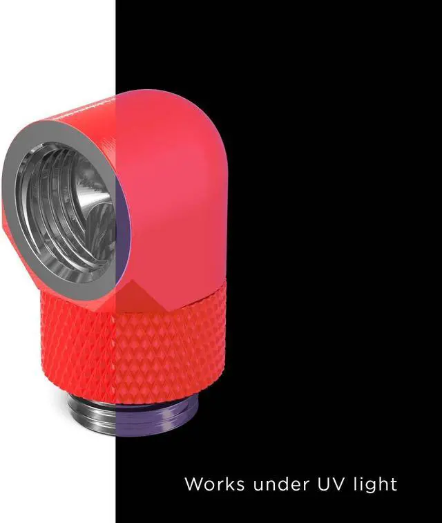 Alt view image 2 of 3 - PrimoChill Male to Female G 1/4in. 90 Degree SX Rotary Elbow Fitting