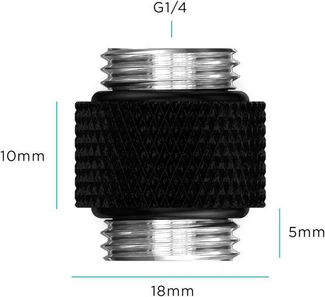 Alt view image 2 of 2 - PrimoChill Dual Male G1/4 Straight Coupler - SX Satin Black