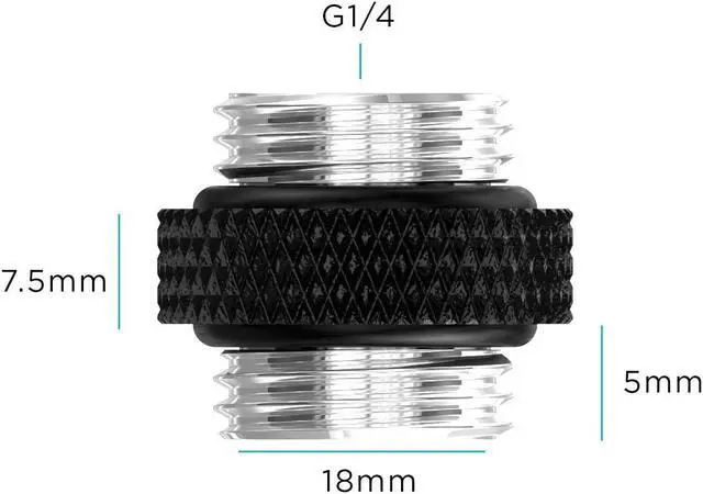 Alt view image 3 of 3 - PrimoChill Dual Male G 1/4in. SX Mini Extension Coupler