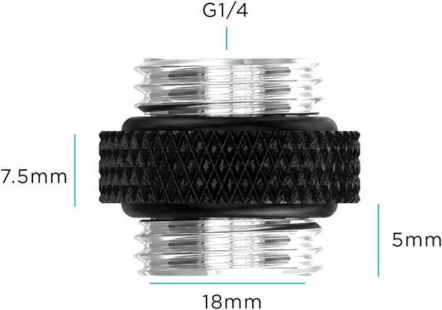 Alt view image 2 of 2 - PrimoChill Dual Male G 1/4in. SX Mini Extension Coupler