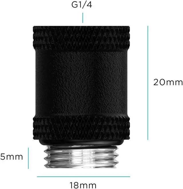 Alt view image 2 of 2 - PrimoChill Male to Female G 1/4in. 20mm SX Extension Coupler