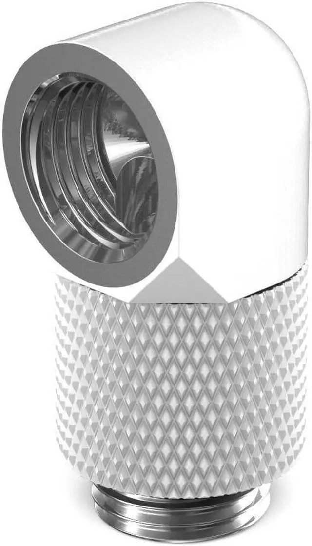 Main image of PrimoChill Male to Female G1/4 90 Degree Rotary 15mm Extension Elbow Fitting - Sky White