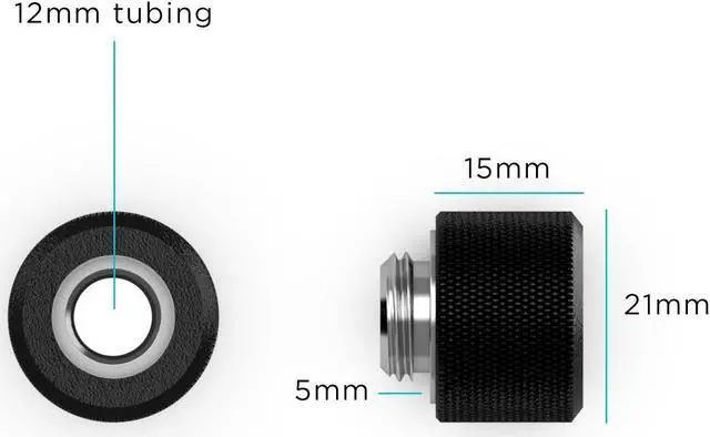 Alt view image 3 of 3 - PrimoChill 12mm OD Rigid SX Fitting - 6 Pack