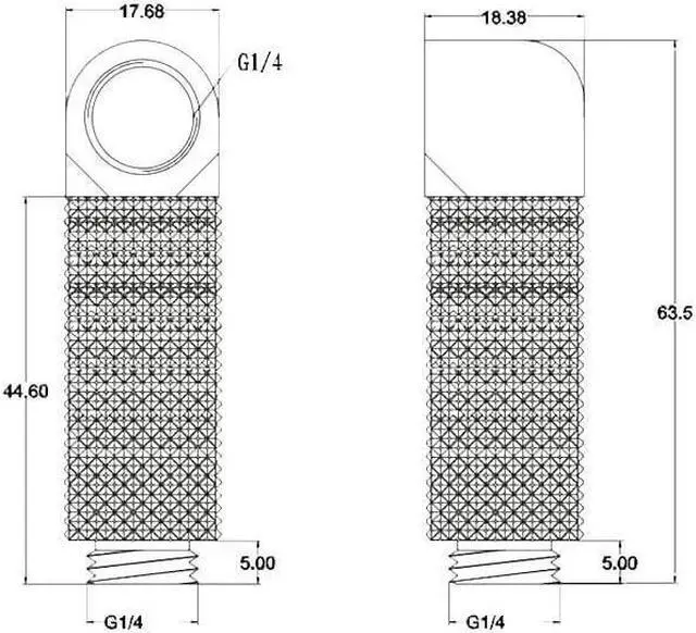 Alt view image 3 of 3 - Bykski G 1/4in. Male to Female 90 Degree Rotary 40mm Extension Elbow Fitting (B-RD90-EXJ40)
