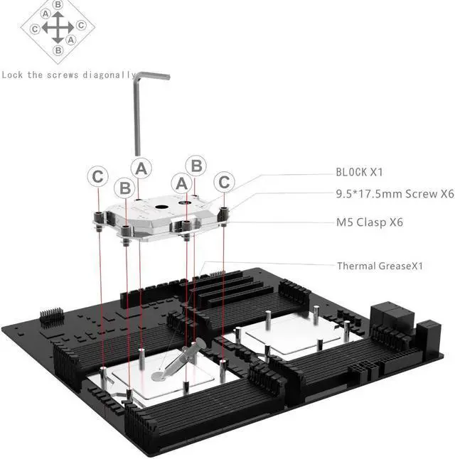 Alt view image 4 of 4 - Bykski CPU-SRSP5-S-X AMD EPYC CPU Water Cooling Block - Full Metal - Nickel Plated - Gray (Socket SP5)