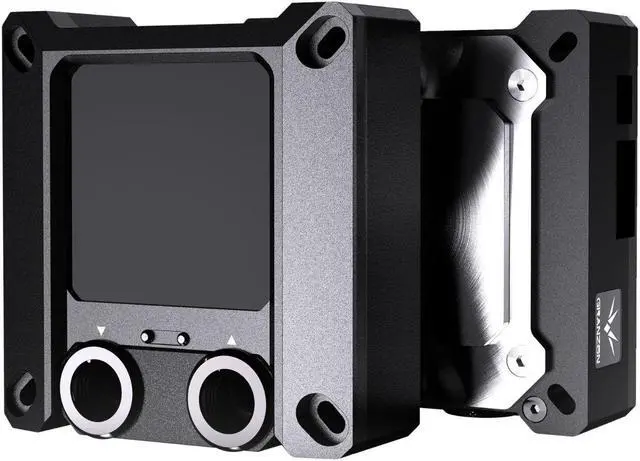 Alt view image 3 of 6 - Granzon GAISC CPU Water Cooling Block w/ Temp Digital Display - Black (For Intel LGA 115x/1200/1700/1800/20xx)