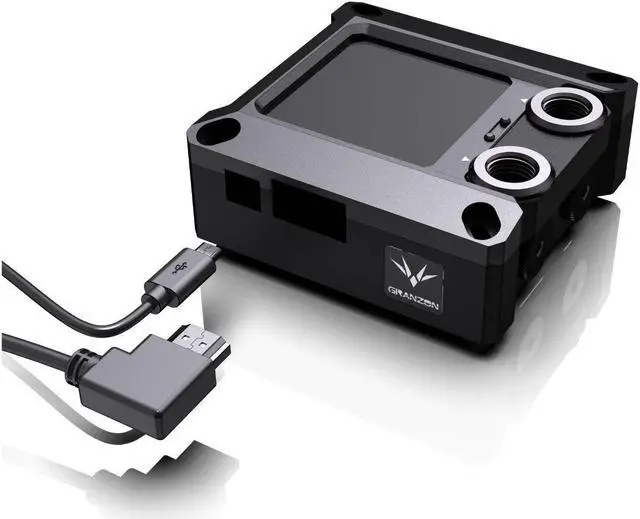 Alt view image 4 of 6 - Granzon GAISC CPU Water Cooling Block w/ Temp Digital Display - Black (For Intel LGA 115x/1200/1700/1800/20xx)