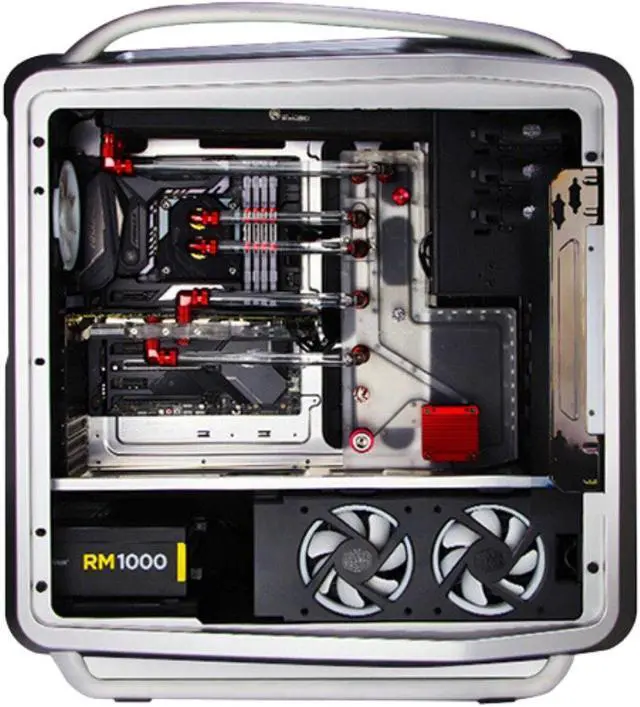 Alt view image 4 of 7 - Bykski Distro Plate For Cooler Master Cosmos II - Frosted PMMA w/ 5v Addressable RGB (RBW) - Black Pump Included (RGV-CM-COS2-25TH-P-F)