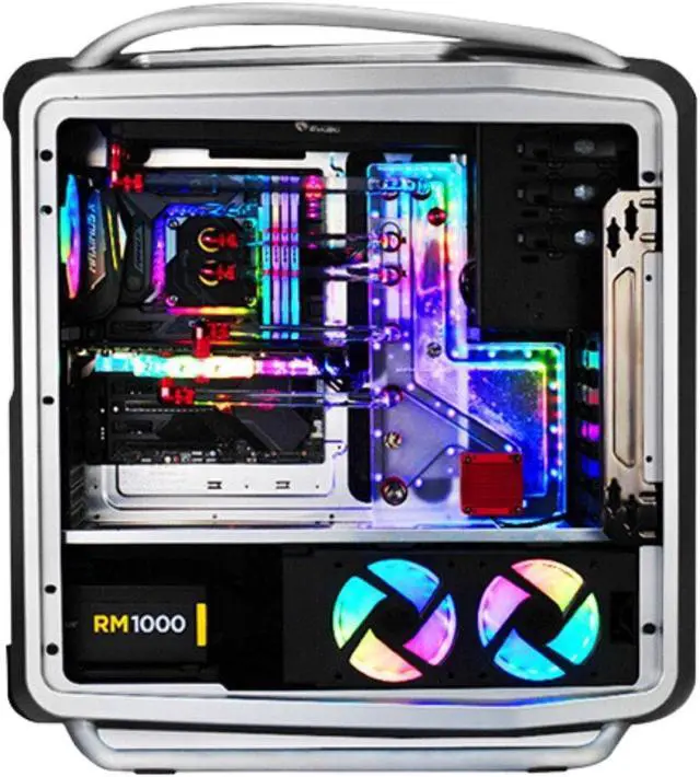 Alt view image 5 of 7 - Bykski Distro Plate For Cooler Master Cosmos II - Frosted PMMA w/ 5v Addressable RGB (RBW) - Black Pump Included (RGV-CM-COS2-25TH-P-F)
