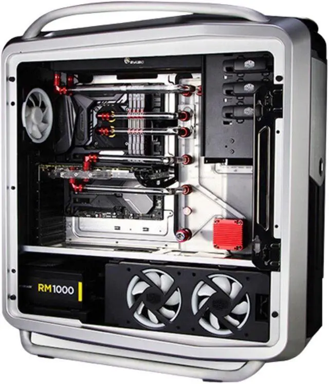 Alt view image 6 of 7 - Bykski Distro Plate For Cooler Master Cosmos II - Frosted PMMA w/ 5v Addressable RGB (RBW) - Black Pump Included (RGV-CM-COS2-25TH-P-F)