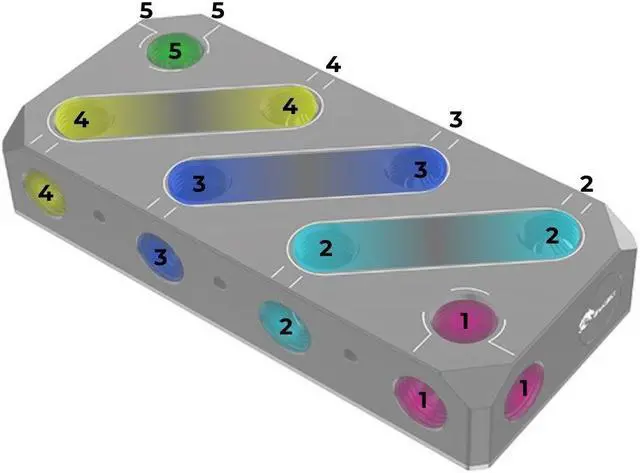 Alt view image 3 of 7 - Bykski Versatile POM Fluid Distribution/Routing Block Engineered For 24-Hour Reliability (B-DP-5WAY-X)
