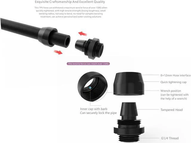 Alt view image 3 of 5 - Bykski Flex 8mm ID x 12mm OD Fitting (B-FT2-TN-V3) - Black