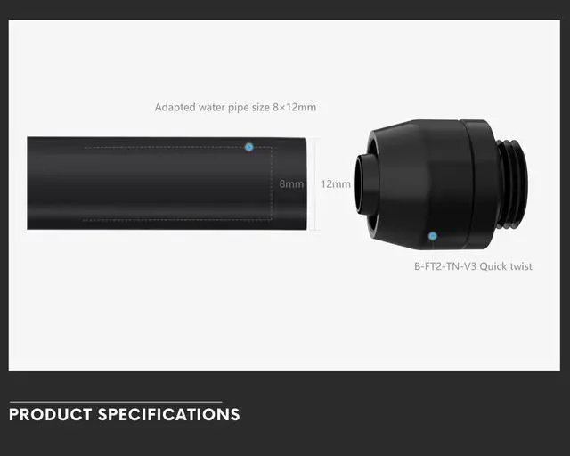 Alt view image 4 of 5 - Bykski Flex 8mm ID x 12mm OD Fitting (B-FT2-TN-V3) - Black