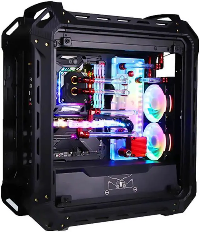 Alt view image 4 of 7 - Bykski Distro Plate For Cougar Panzer EVO - Frosted PMMA w/ 5v Addressable RGB (RBW - Pump Included (RGV-CG-Panzer Evo-P-F)