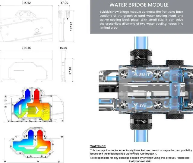 Alt view image 4 of 7 - Bykski Full Coverage GPU Water Block w/ Integrated Active Backplate For Colorful iGame Battle-Axe GeForce RTX 3090 24G/3080TI/3080 (N-IG3090ZF-TC-V2)