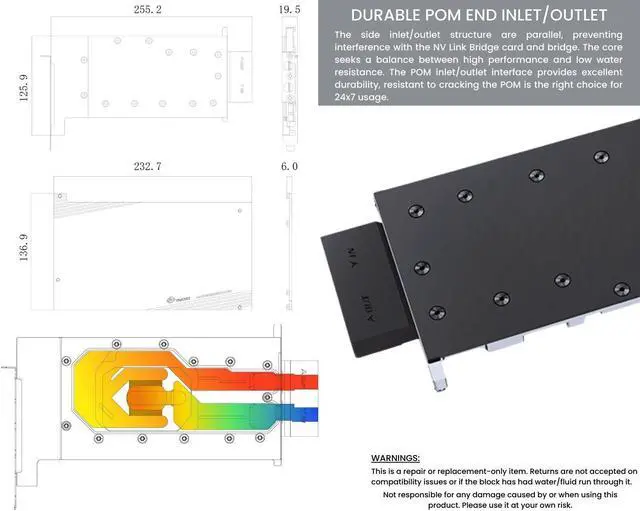 Alt view image 5 of 7 - Bykski Metal/POM GPU Water Block and Backplate For GIGABTYE GeForce RTX 4080 Eagle/Gaming 16G (N-GV4080EOC-X-V2)