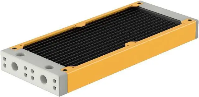 Main image of PrimoChill 240SL (30mm) EXIMO Modular Radiator, White POM, 2x120mm, Dual Fan (R-SL-W24) Available in 20+ Colors, Assembled in USA and Custom Watercooling Loop Ready