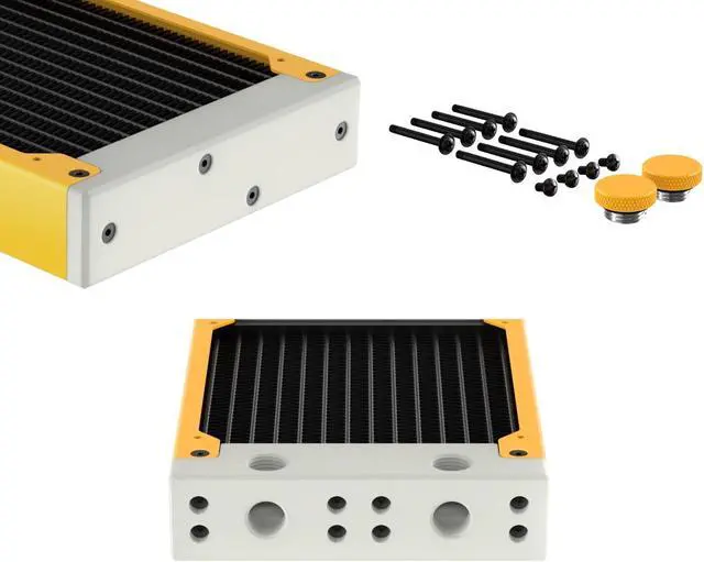 Alt view image 3 of 7 - PrimoChill 240SL (30mm) EXIMO Modular Radiator, White POM, 2x120mm, Dual Fan (R-SL-W24) Available in 20+ Colors, Assembled in USA and Custom Watercooling Loop Ready