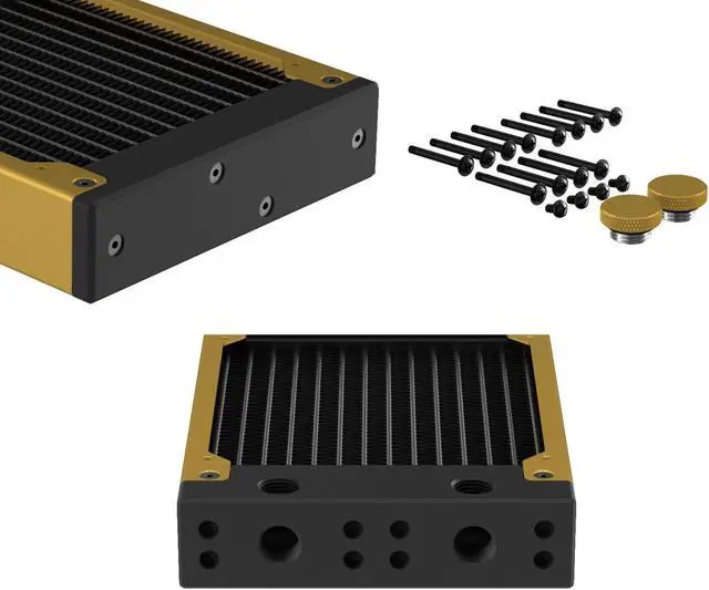 Alt view image 3 of 7 - PrimoChill 360SL (30mm) EXIMO Modular Radiator, Black POM, 3x120mm, Triple Fan (R-SL-BK36) Available in 20+ Colors, Assembled in USA and Custom Watercooling Loop Ready