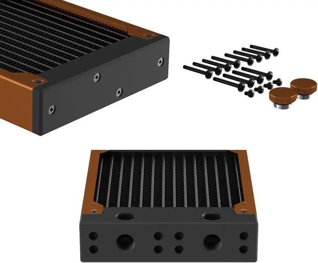 Alt view image 3 of 7 - PrimoChill 360SL (30mm) EXIMO Modular Radiator, Black POM, 3x120mm, Triple Fan (R-SL-BK36) Available in 20+ Colors, Assembled in USA and Custom Watercooling Loop Ready
