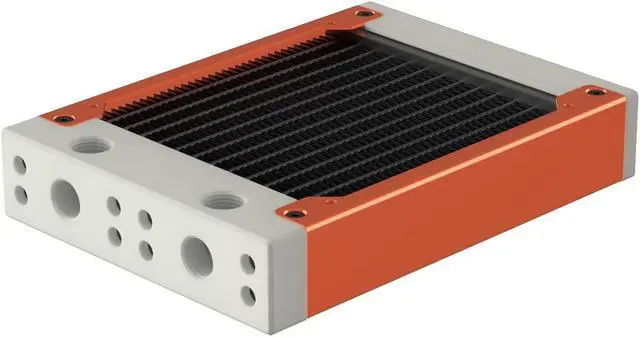 Main image of PrimoChill 120SL (30mm) EXIMO Modular Radiator, White POM, 1x120mm, Single Fan (R-SL-W12) Available in 20+ Colors, Assembled in USA and Custom Watercooling Loop Ready