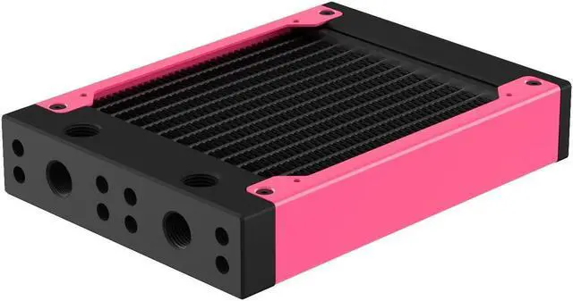 Main image of PrimoChill 120SL (30mm) EXIMO Modular Radiator, Black POM, 1x120mm, Single Fan (R-SL-BK12) Available in 20+ Colors, Assembled in USA and Custom Watercooling Loop Ready