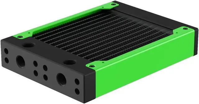 Main image of PrimoChill 120SL (30mm) EXIMO Modular Radiator, Black POM, 1x120mm, Single Fan (R-SL-BK12) Available in 20+ Colors, Assembled in USA and Custom Watercooling Loop Ready
